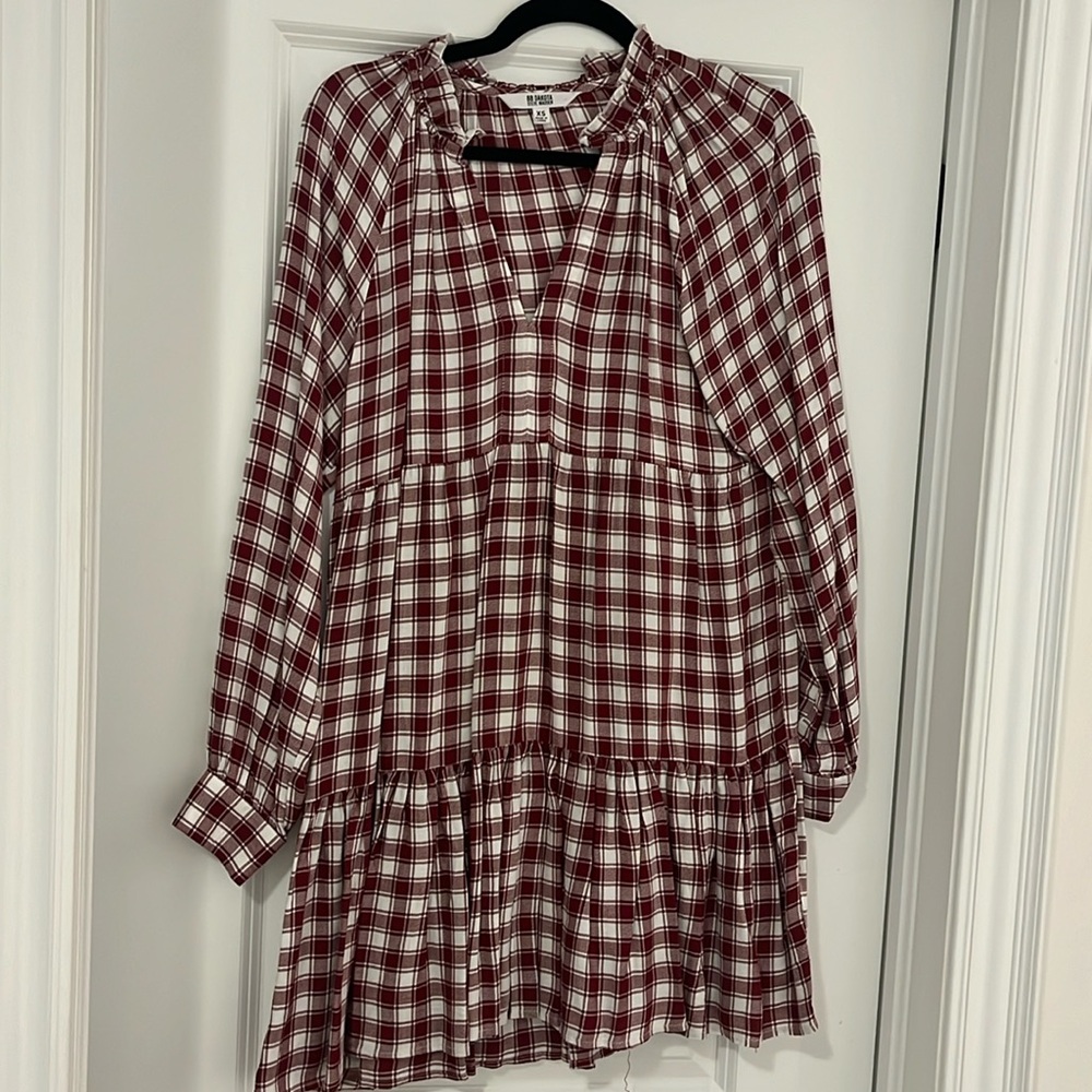 Red and white check dress